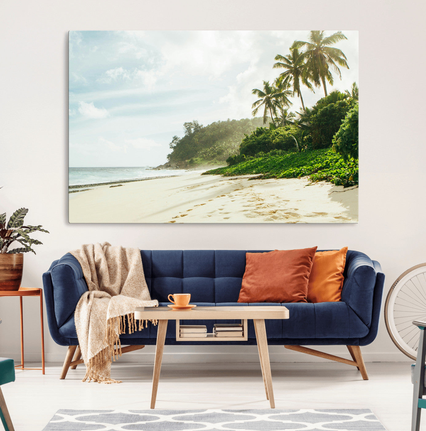42984524-MGV-CV-36X24-Relaxing Beach Wall Art Canvas Print, Framed Ocean View Art Picture Print, Coastal Serenity Perfect Tropical Coastal Decor Artwork