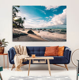95301406-MGV-CV-36X24-Tropical Beach Wall Art Canvas Print, Framed Ocean Waves Art Picture Print, Relazxing Seascape Perfect Tropical Coastal Decor