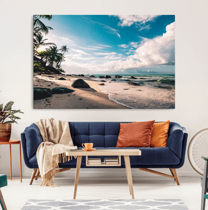 95301406-MGV-CV-36X24-Tropical Beach Wall Art Canvas Print, Framed Ocean Waves Art Picture Print, Relazxing Seascape Perfect Tropical Coastal Decor