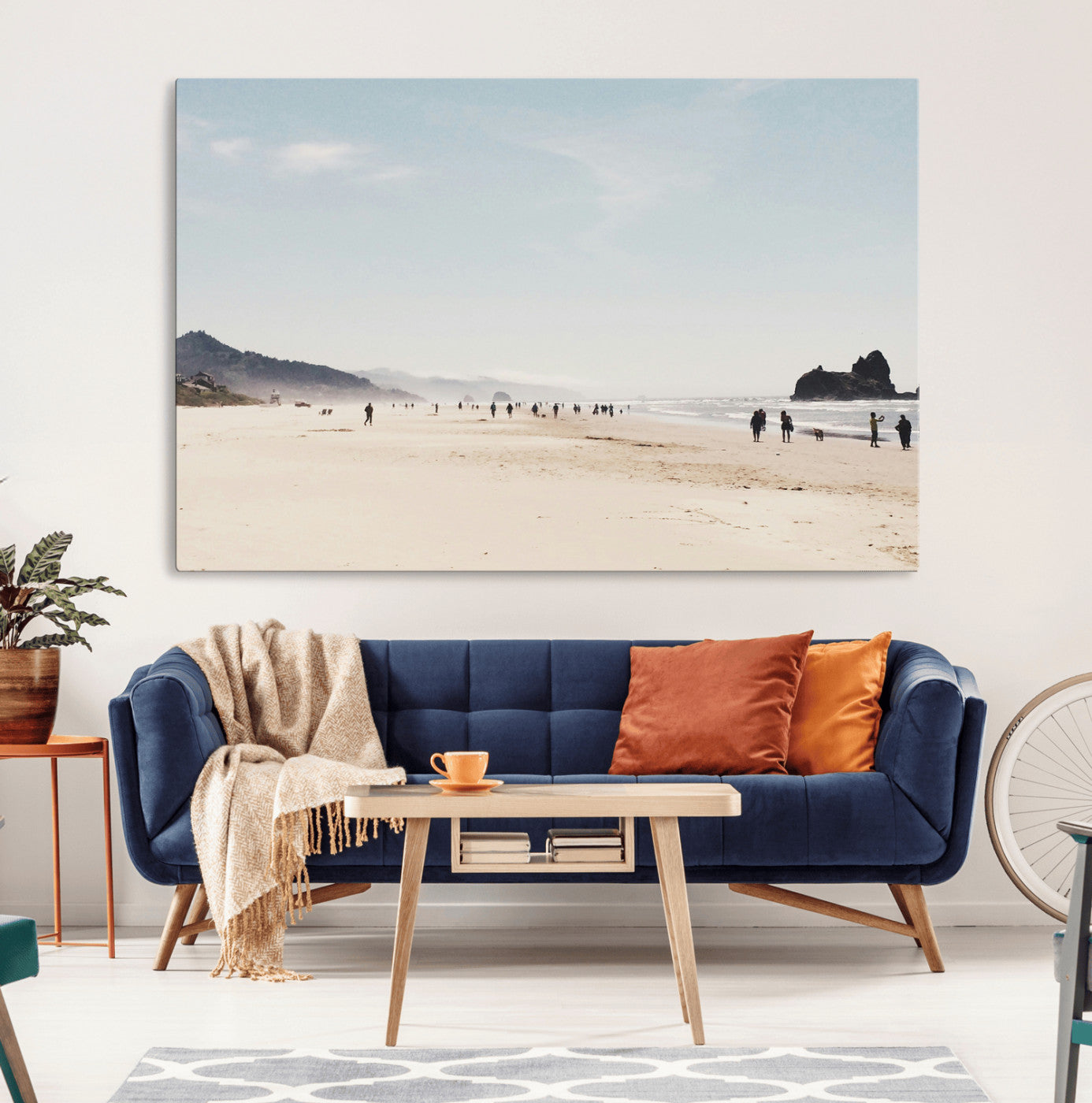 28307820-MGV-CV-36X24-Minimalist Beach Wall Art Canvas Print, Framed Coastal Serenity Art Picture Print, Soft Sand Perfect Modern Coastal Decor Artwork