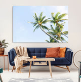 54719115-MGV-CV-36X24-Palm Trees Wall Art Canvas Print, Framed Tropical Aesthetic Art Picture Print, Coastal Serenity Perfect Tropical Minimalist Decor