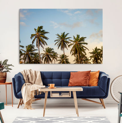 99033771-MGV-CV-36X24-Palm Trees Wall Art Canvas Print, Framed Tropical Vibes Art Picture Print, Coastal Sunset Perfect Coastal Boho Decor Artwork