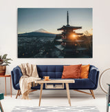 87729656-MGV-CV-36X24-Mount Fuji Wall Art Canvas Print, Framed Japan Travel Art Picture Print, Chureito Pagoda Perfect Zen Minimalism Decor Artwork