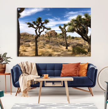 25722592-MGV-CV-36X24-Joshua Tree Desert Wall Art Canvas Print, Framed Southwestern Nature Art Picture Print, Rustic Earth Tones Perfect Southwestern