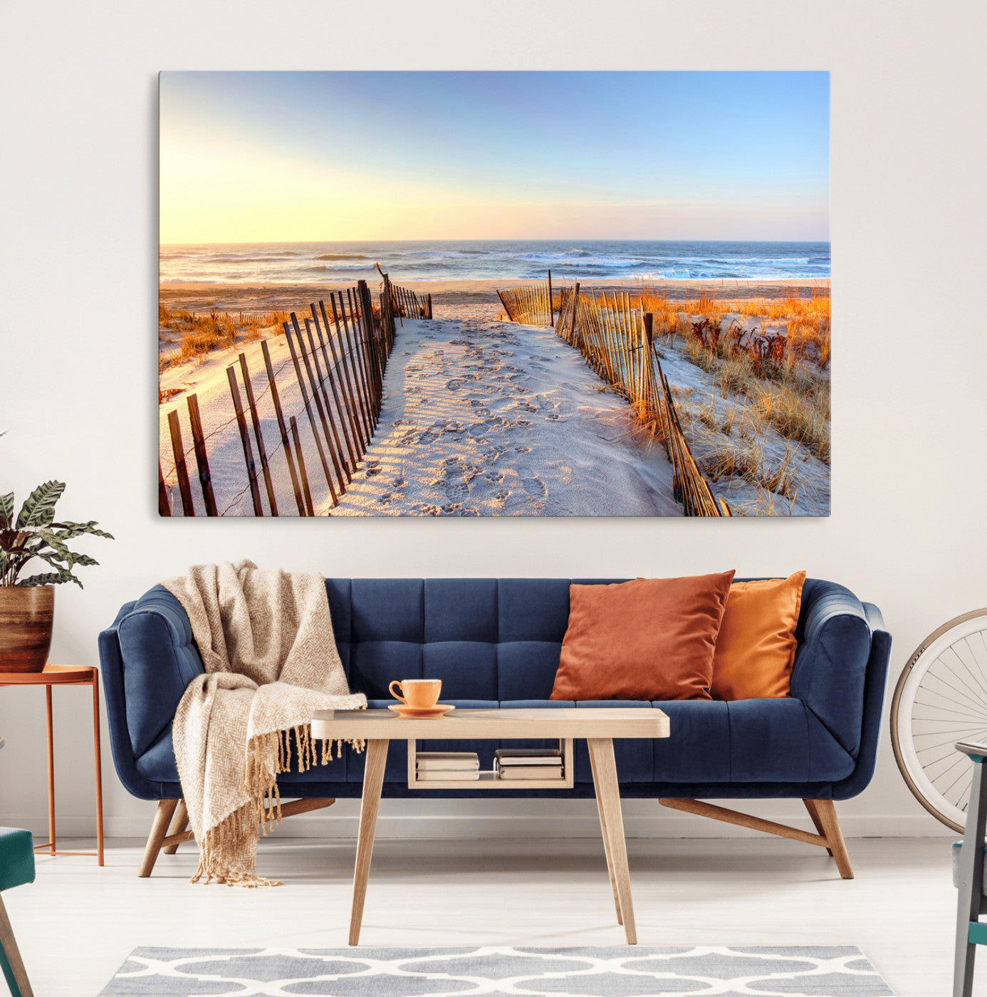 73351887-MGV-CV-36X24-Ocean Sunset Wall Art Wall Art Canvas Print, Framed Nautical Photography Art Picture Print, Summer Beach House Decor Perfect