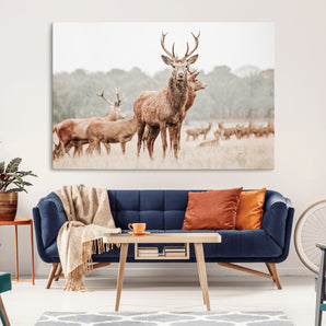 17659786-MGV-CV-36X24-Rustic Nature Art Wall Art Canvas Print, Framed Stag Canvas Print Art Picture Print, Woodland Decor Perfect Rustic Lodge Decor