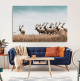 81594705-MGV-CV-36X24-Elk Herd Wall Art Canvas Print, Framed Wildlife Photography Art Picture Print, Rustic Nature Print Perfect Rustic Wildlife Decor