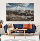 44565953-MGV-CV-36X24-Mountain Landscape Wall Art Canvas Print, Framed Snowy Peaks Art Picture Print, Rugged Highlands Perfect Rustic Adventure Decor