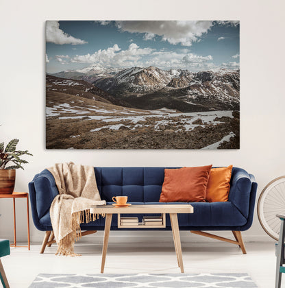 44565953-MGV-CV-36X24-Mountain Landscape Wall Art Canvas Print, Framed Snowy Peaks Art Picture Print, Rugged Highlands Perfect Rustic Adventure Decor