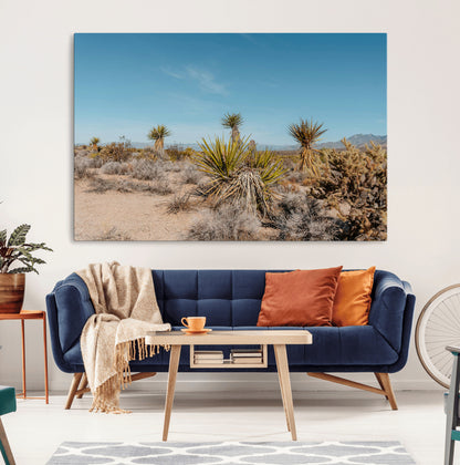 35156165-MGV-CV-36X24-Joshua Tree Wall Art Canvas Print, Framed Desert Landscape Art Picture Print, Warm Earth Tones Perfect Southwestern Minimalist