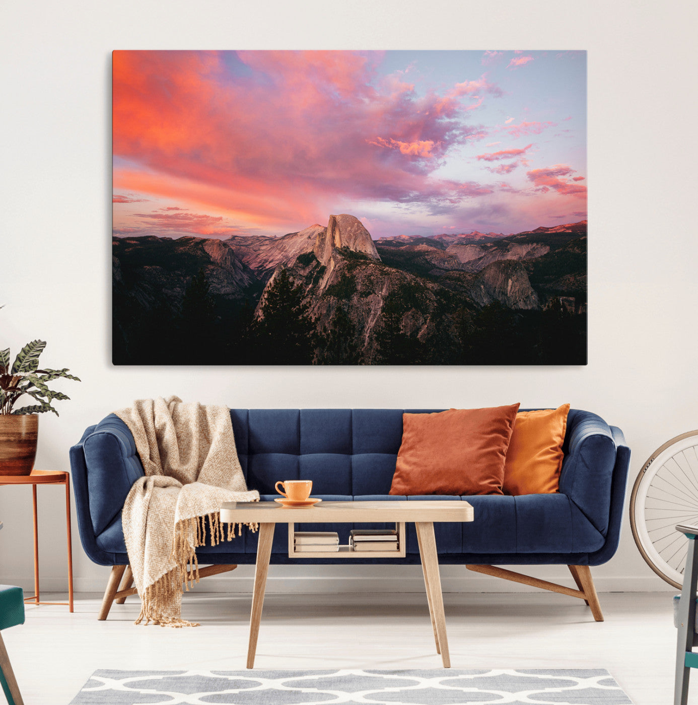 32786115-MGV-CV-36X24-Half Dome Wall Art Canvas Print, Framed Yosemite National Park Art Picture Print, Dramatic Sunset Perfect Adventurous Wilderness