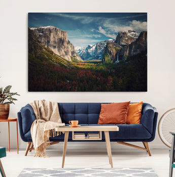 15244033-MGV-CV-36X24-Yosemite National Wall Art Canvas Print, Framed Mountain Landscape Art Picture Print, El Capitan Perfect Rustic Farmhouse Decor