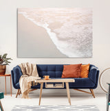 28414510-MGV-CV-36X24-Ocean Shoreline Wall Art – Minimal Coastal Beach Canvas Print, Soft Sea Foam and Sand Photography Artwork, Relaxing Nautical Decor