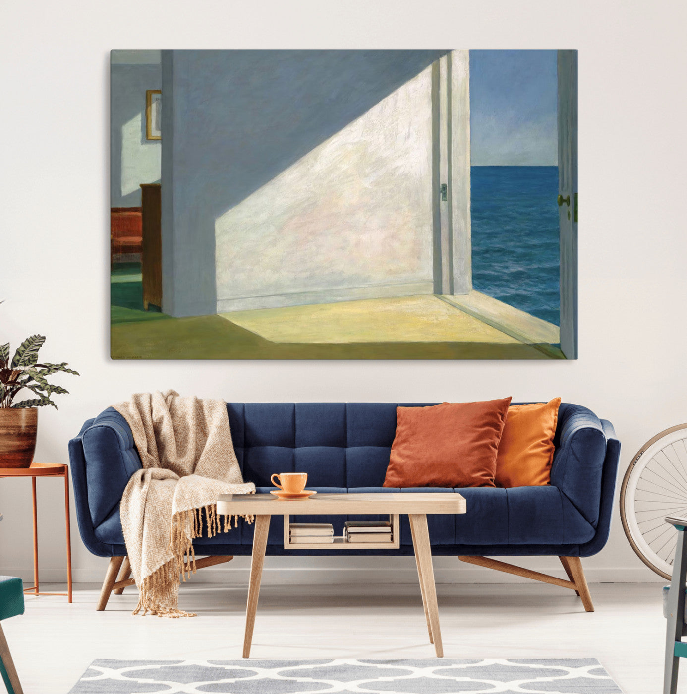 34188481-MGV-CV-36X24-Coastal Sunlight Wall Art – Minimalist Ocean View Canvas Print, Serene Beach House Inspired Decor for Bedroom, Living Room,