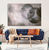 20066876-MGV-CV-36X24-Neutral Abstract Circle Wall Art – Modern Gray Beige Gold Canvas Print, Minimalist Geometric Painting for Bedroom, Living Room,