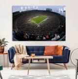 14387817-MGV-CV-36X24-Lambeau Field Stadium Wall Art – Green Bay Packers Game Day Canvas Print with Fireworks and Crowd – NFL Football Fan Man Cave