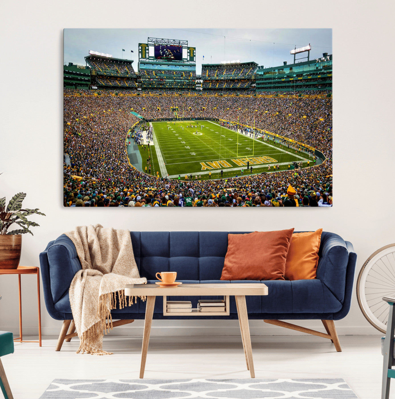 96617112-MGV-CV-36X24-Lambeau Field Wall Art – Green Bay Packers NFL Football Stadium Canvas Print – Game Day Crowd Sports Decor for Man Cave, Bar, or