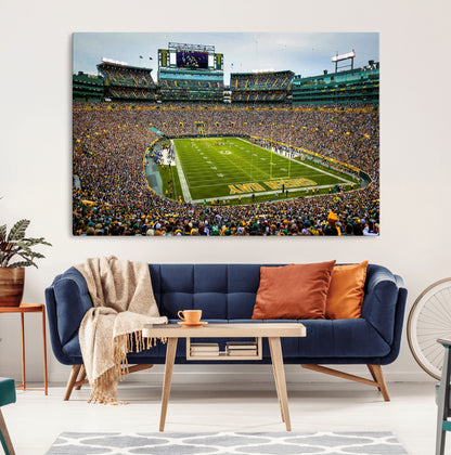 96617112-MGV-CV-36X24-Lambeau Field Wall Art – Green Bay Packers NFL Football Stadium Canvas Print – Game Day Crowd Sports Decor for Man Cave, Bar, or