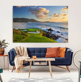 50107048-MGV-CV-36X24-Golf Course Wall Art – Coastal Ocean View Canvas Print, Scenic Fairway Landscape Decor for Office, Man Cave, Bedroom, or Living