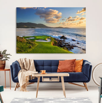 50107048-MGV-CV-36X24-Golf Course Wall Art – Coastal Ocean View Canvas Print, Scenic Fairway Landscape Decor for Office, Man Cave, Bedroom, or Living