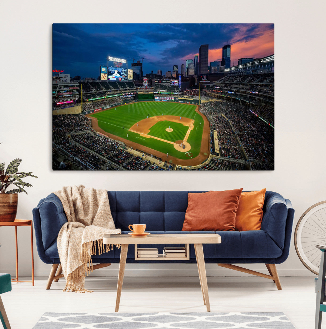 68222753-MGV-CV-36X24-Baseball Stadium Wall Art – Panoramic Night Game Canvas Print, Sports Decor for Man Cave, Office, Bar, or Living Room