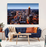 81886632-MGV-CV-36X24-Atlanta Skyline Wall Art – Vibrant City Lights Canvas Print, Modern Urban Cityscape Decor for Living Room, Office, or Apartment