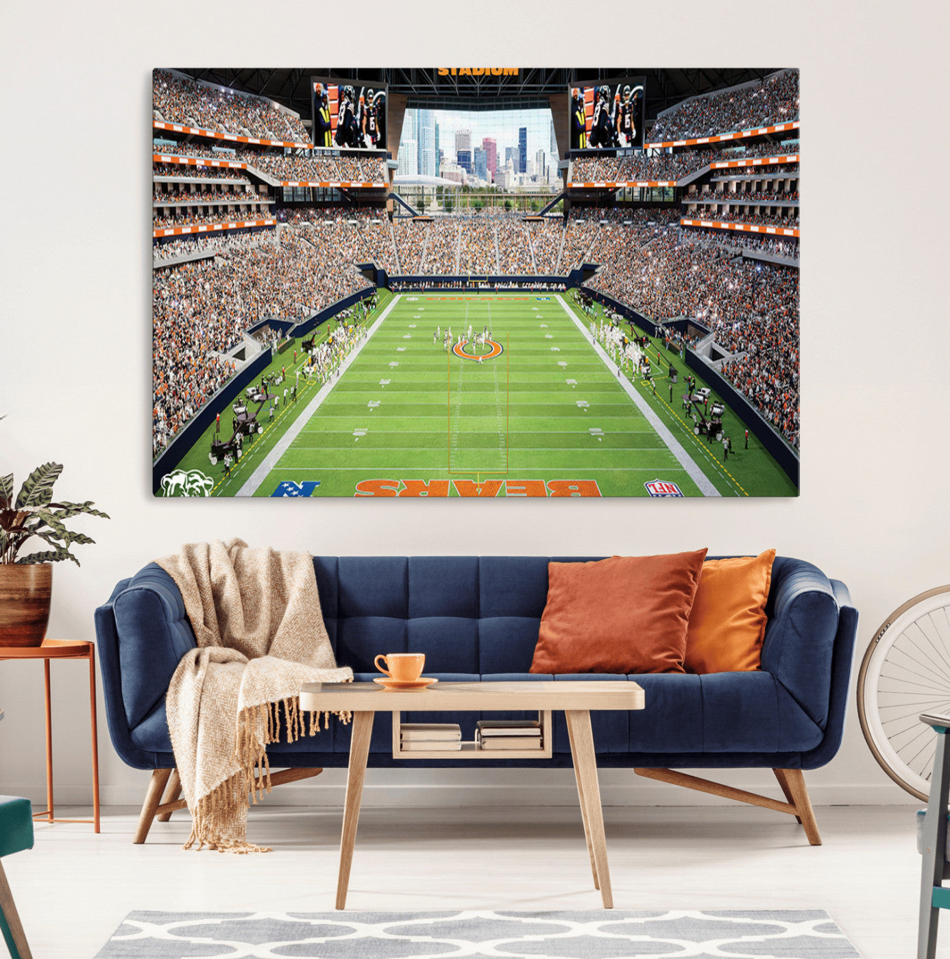 76935553-MGV-CV-36X24-Football Stadium Wall Art – Panoramic Game Day Canvas Print, Sports Decor for Man Cave, Office, Bar, or Living Room
