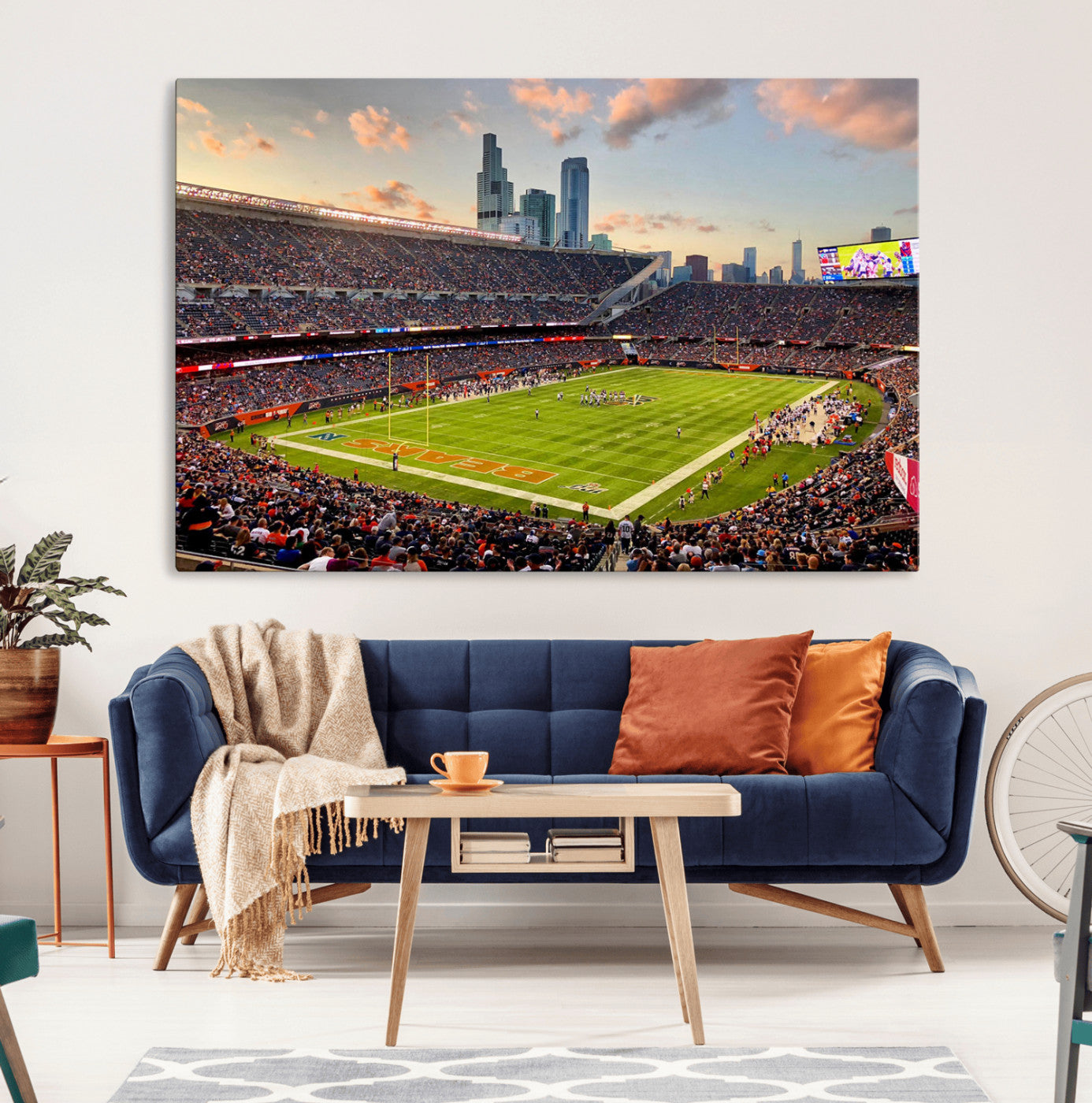 55377093-MGV-CV-36X24-Soldier Field Wall Art – Panoramic Chicago Bears Football Stadium Canvas Print, Game Day Sports Decor for Man Cave, Bar, Office,