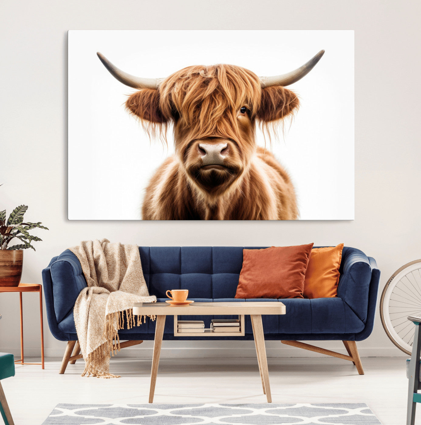 637908607-MGV-FC-93X47-3P_Black-Highland Cow Wall Art Print – Rustic Farmhouse Animal Portrait, Scottish Highland Cattle Canvas, Modern Country Wall Decor for