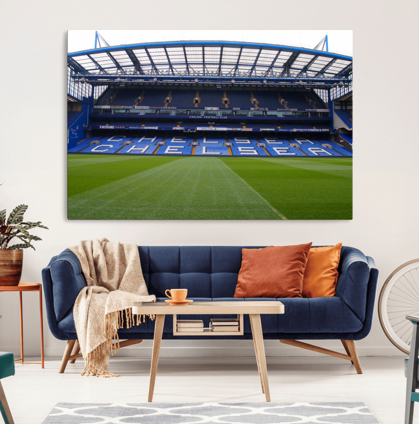 38616413CHELSA-MGV-CV-36X24-Chelsea Stadium Wall Art – Panoramic Football Field Canvas Print, Game Day Sports Decor for Living Room, Office, or Man Cave