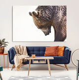 14405507-MGV-CV-36X24-Bear Wall Art – Wildlife Canvas Print with Rustic Animal Portrait and Minimalist Background, Nature Inspired Photography for