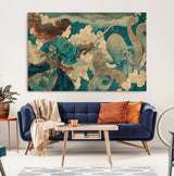 37943964-MGV-CV-36X24-Tsukioka Yoshitoshi Samurai Wall Art Print, Japanese Katana Warrior Canvas Wall Art, Octopus Sea Monster Canvas Print,