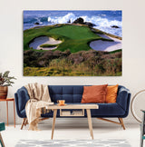 22776914-MGV-CV-36X24-Golf Course Wall Art – Oceanfront Green Canvas Print, Coastal Pebble Beach Photography Sports Decor for Living Room, Office, Man