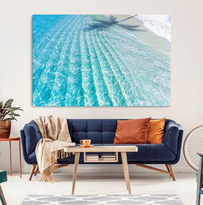 17528159-MGV-CV-36X24-Tropical Ocean Wall Art – Turquoise Water Canvas Print, Crystal Clear Beach Waves Photography Coastal Decor for Living Room,