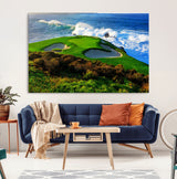 34181847-MGV-CV-36X24-Coastal Golf Course Wall Art – Panoramic Ocean Fairway Canvas Print, Scenic Sports Photography Decor for Office, Man Cave, Living