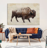 54810031-MGV-CV-36X24-Western Wall Art – Snow Covered Bison Canvas Print, Rustic Wildlife Photography Decor for Bedroom, Living Room, Office, Lodge,