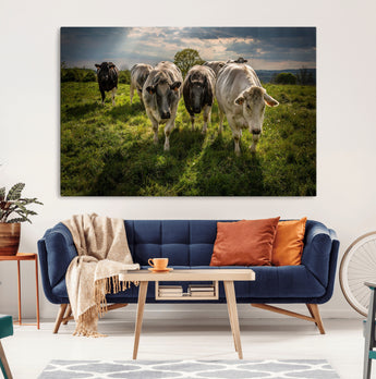 67277447-MGV-CV-36X24-Farmhouse Wall Art – Herd of Cows Canvas Print, Rustic Country Pasture Photography Decor for Bedroom, Living Room, Office, Ranch,