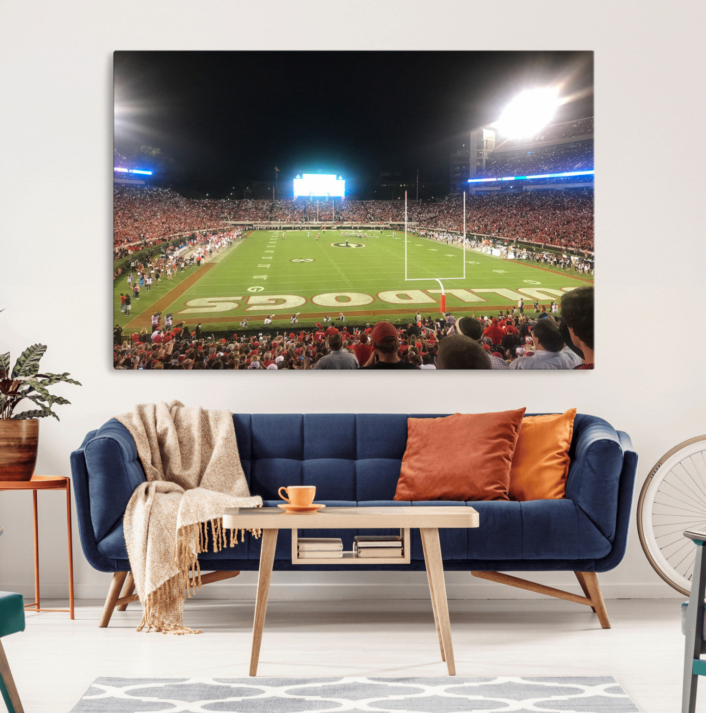16230786-MGV-CV-36X24-Sanford Stadium Wall Art – Georgia Bulldogs Football Night Game Canvas Print, College Sports Decor for Man Cave, Bar, Office, or