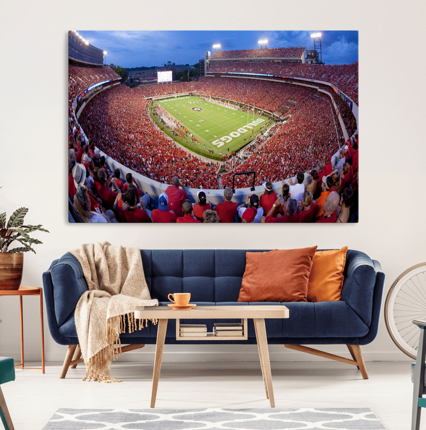 10244378-MGV-CV-36X24-Sanford Stadium Wall Art – Georgia Bulldogs Football Panoramic Evening Canvas Print, College Game Day Decor for Man Cave, Bar, or