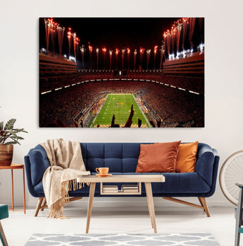 73358115-MGV-CV-36X24-Tennessee Volunteers Wall Art – Neyland Stadium Fireworks Night Game Canvas Print, Vols Football Checkerboard Endzone Sports Decor