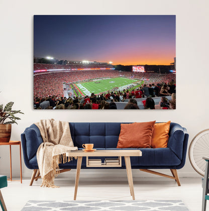 25139565-MGV-CV-36X24-Sanford Stadium Wall Art – Panoramic Georgia Bulldogs Sunset Football Game Canvas Print, Red Crowd Sports Decor for Office, Man