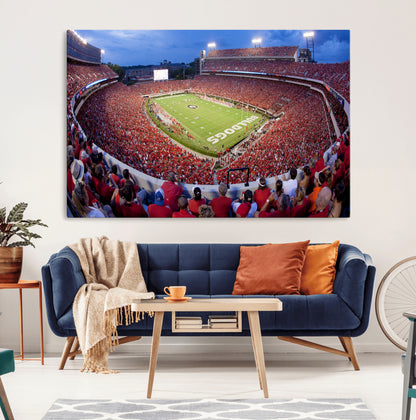 10244378-MGV-CV-36X24-Sanford Stadium Wall Art – Panoramic Georgia Bulldogs Day Game Football Canvas Print, Game Day Crowd Sports Decor for Office, Man