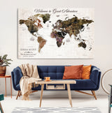 33631532-MGV-CV-36X24-Personalized World Map Wall Art – Dark Vintage Adventure Travel Map with Custom Names, Rustic Wall Decor for Couples, Home or