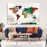 95876117-MGV-CV-36X24-Personalized World Map Wall Art – Colorful Watercolor Travel Map with Custom Names, Romantic Wall Decor for Couples, Wedding or