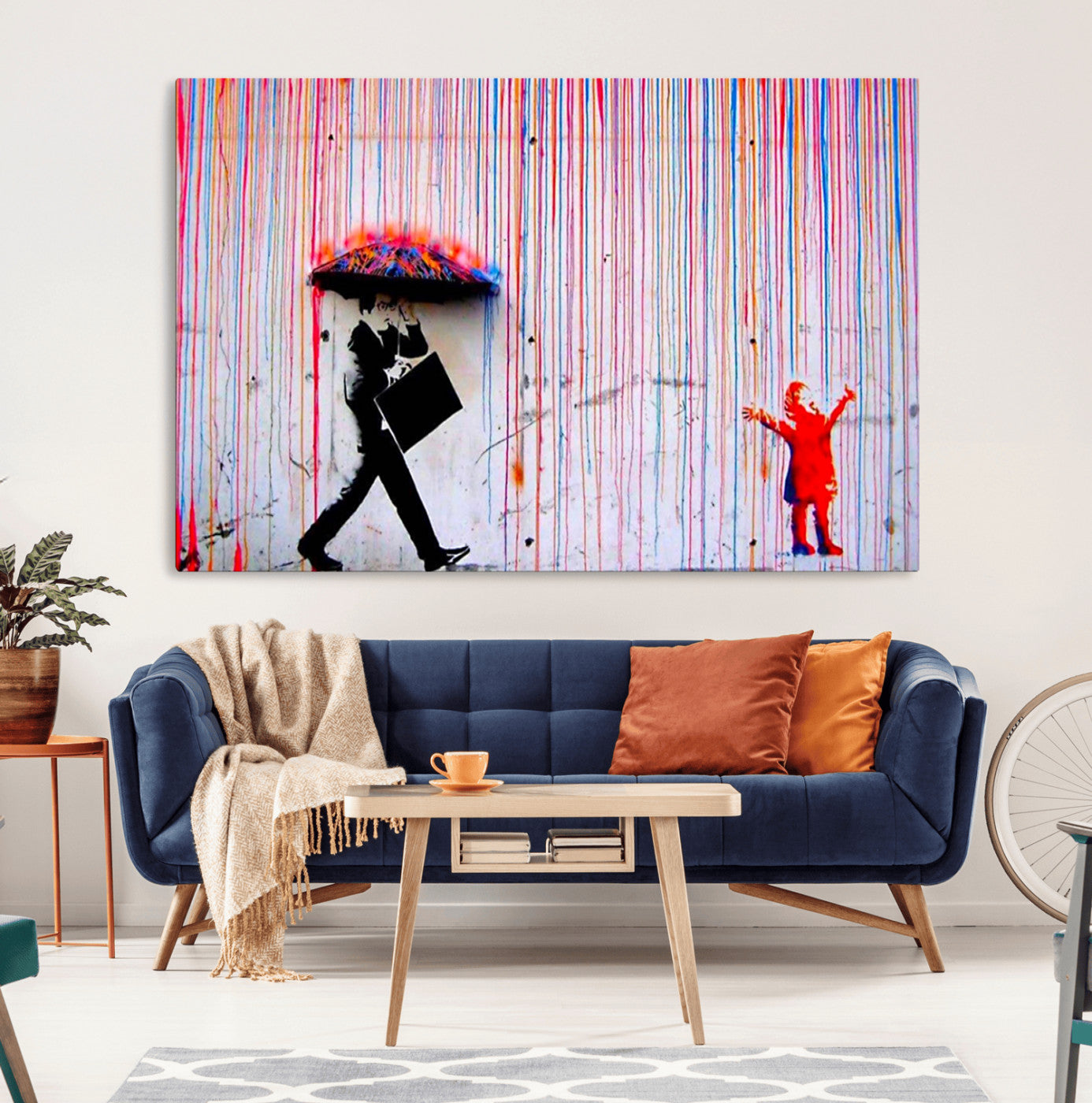 69505-MGV-CV-36X24-Graffiti Girl Wall Art Canvas Print, Framed Urban Contrast Art Picture Print, Vibrant Graffiti Perfect Urban Pop Decor Artwork