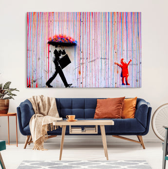 69505-MGV-CV-36X24-Graffiti Girl Wall Art Canvas Print, Framed Urban Contrast Art Picture Print, Vibrant Graffiti Perfect Urban Pop Decor Artwork