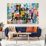 36856-MGV-CV-36X24-Life Is Beautiful Wall Art – Colorful Graffiti Canvas Print, Modern Street Style Artwork, Inspirational Decor for Living Room,