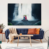 32259-MGV-CV-36X24-Stitch Angel Wall Art Canvas Print, Framed Stitch Waterfall Art Picture Print, Cartoon Couple Perfect Moody Fantasy Decor Artwork