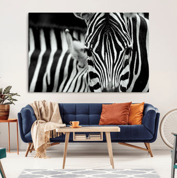 43631-MGV-CV-36X24-Black and White Zebra Wall Art – Modern Animal Print Canvas Artwork for Living Room, Bedroom, or Office Decor
