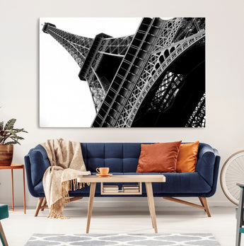 89033-MGV-CV-36X24-Eiffel Tower Wall Art – Dramatic Black and White Architectural Canvas Print, Modern Paris Decor for Office, Living Room or
